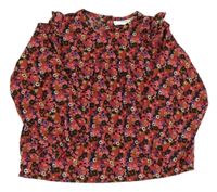 Vínovo-ružovo-fialová kvietkovana blúzka s volánikmi Jubel