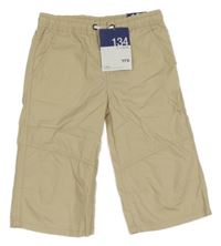 Nové - Béžové plátěné capri kalhoty Y.F.K. 