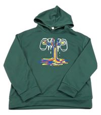 Tmavozelená mikina s ovladačem a kapucňou