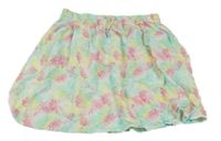 Světlemodro-ružovo-žltá tónovaná sukňa s lístky Y.F.K.