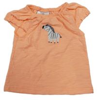 Neonově oranžové tričko se zebrou Topomini