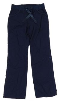 Tmavomodré plátěné rolovací kalhoty Yigga