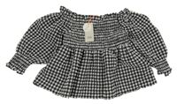Nové - Černo-bílá kostkovaná žabičková halenka River Island
