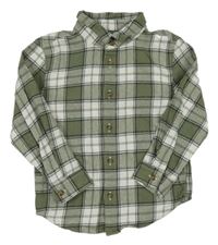 Olivovo-biela kockovaná flanelová košeľa Primark