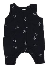 Tmavomodré laclové kraťasy s kotvami H&M