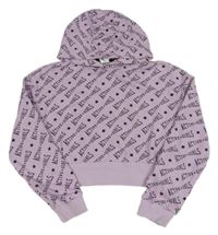 Lila crop mikina s nápismi a kapucňou C&A