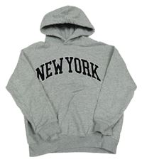Sivá melírovaná mikina s nápisom a kapucňou H&M