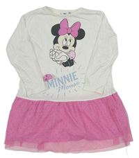 Bielo-ružové šaty s Minnie a tylem Disney