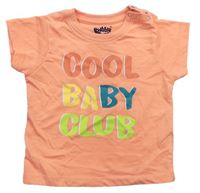 Neónově oranžové melírované tričko s nápismi Bubble Gum