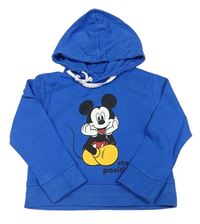 Cobaltovoě modrá mikina s Mickey a kapucňou Disney