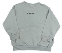 Šedokhaki oversize mikina s nápisom a vreckom F&F
