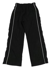 Černé wide leg kalhoty s pruhy SHEIN