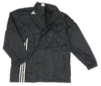 Čierno-biela šušťáková športová bunda s ukrývací kapucňou Adidas