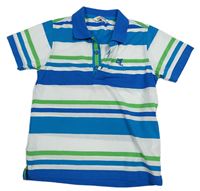 Bílo-modro-cobaltově modro-zelené pruhované polo tričko LEWRO