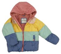 Barevná pruhovaná prošívaná šusťáková zimní bunda s kapucí M&S