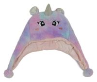 Duhová kožešinová zateplená čepice - jednorožec Dreamer