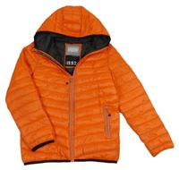Tmavooranžová prošívaná šusťáková pod/zimní bunda s kapucí RESERVED
