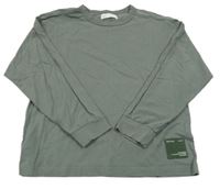 Tmavošedoikhaki oversize triko s nášivkou ZARA