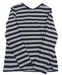 Šedo-tmavomodré pruhované melírované triko C&A