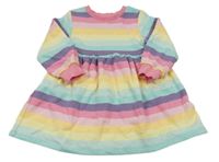 Barevné pruhované teplákové teplé šaty F&F