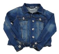 Tmavomodrá tepláková riflová crop bunda s límečkem alive