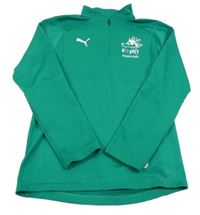Zelená vzorovaná thermo mikina s ježkom a číslom PUMA