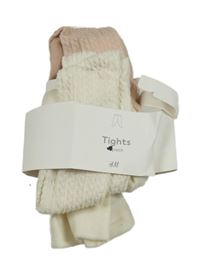 Nové - 2x - Žebrované vzorované punčocháče - Smetanové, pudrové H&M