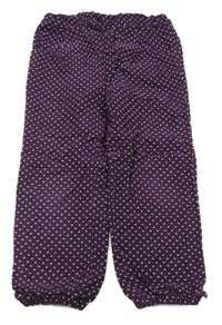 Purpurové bodkovaná é menšestrové podšité nohavice Topolino