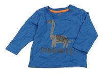 Modré triko s dinosaurem a nápisem PRIMARK