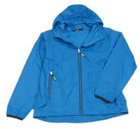 Modrá kostkovaná šusťáková nepromokavá bunda s kapucí CMP