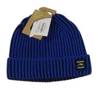 Nové - Modro-černá žebrovaná pletená čepice s nášivkou morrisons