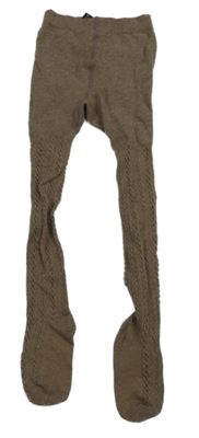 Hnědé melírované žebrované/vzorované punčocháče H&M