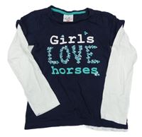 Tmavomodro-biele tričko s nápismi Topolino