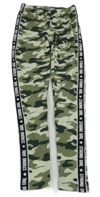 Army teplákové zateplené legíny s pruhom s nápismi a hviezdičkami Y.F.K.