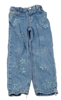 Modré relaxed rifle s hvězdičkami s flitry Denim Co.