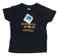 Nové - tmavomodré tričko s klokánky a nápismi