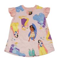 Svetloružová -ružová nočná košeľa s Disney princeznami a volánikmi Disney