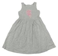 Sivé bavlnené šaty s nápisom H&M