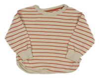 Smetanovo-jahodová pruhovaná rebrovaná oversize mikina M&S