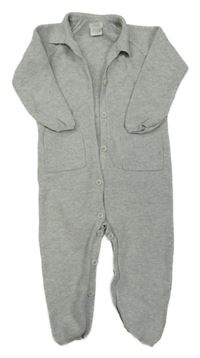 Světlešedý melírovaný pletený overal s límečkem mamas&papas
