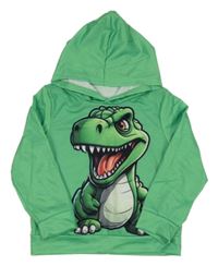 Zelená mikina s dinosaurom a kapucňou