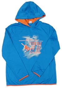 Modrá thermo mikina so snowboardistou a kapucňou