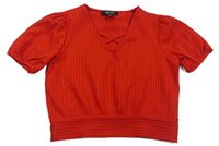Červené pruhované crop tričko New Look
