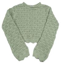Svetlozelený perforovaný crop sveter zn. Primark