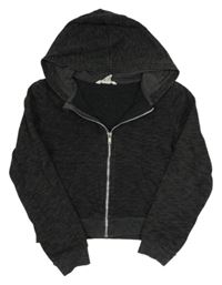 Čierna melírovaná prepínaci crop mikina s kapucňou H&M