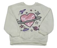 Smotanová mikina so srdcem a hvězdami z flitrů Primark