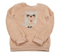 Ružová chlpatá mikina so sovou s flitrami Kiki&Koko