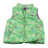 Zelená šusťáková zateplená vesta s motýly Topomini