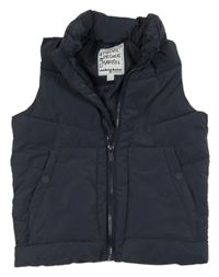 Tmavomodrá koženková zateplená vesta Vertbaudet