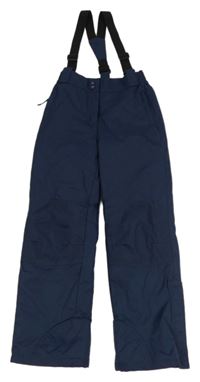 Tmavomodré šusťákové funkční oteplovačky s odepínacími kšandami Mountain Warehouse